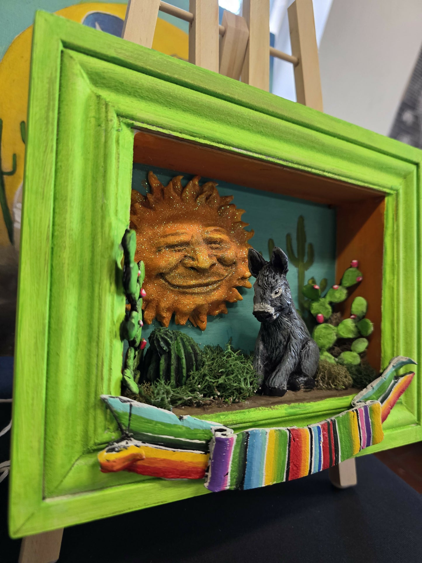 Donkey with sun shadow box