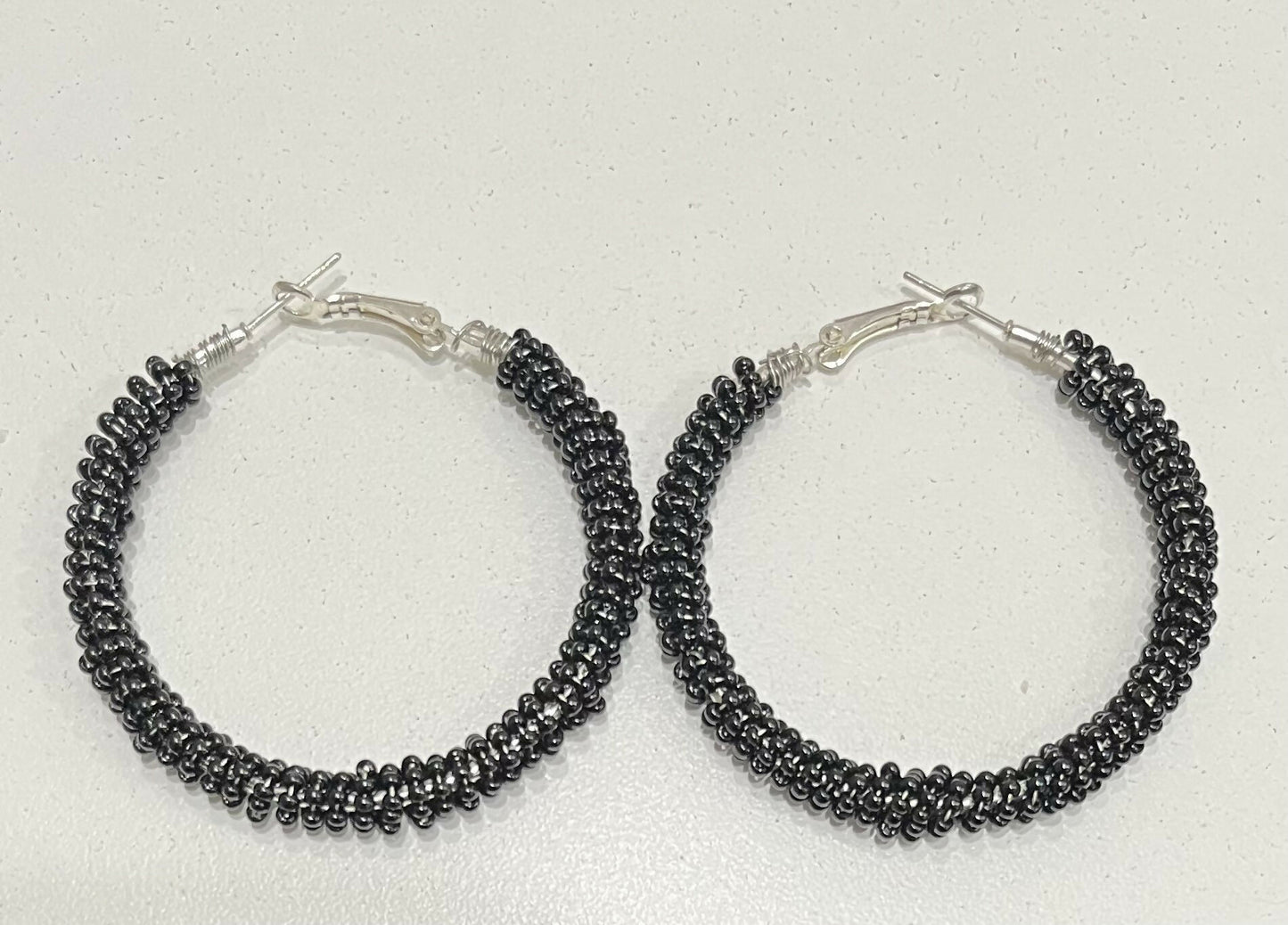 Black Beaded Earrings