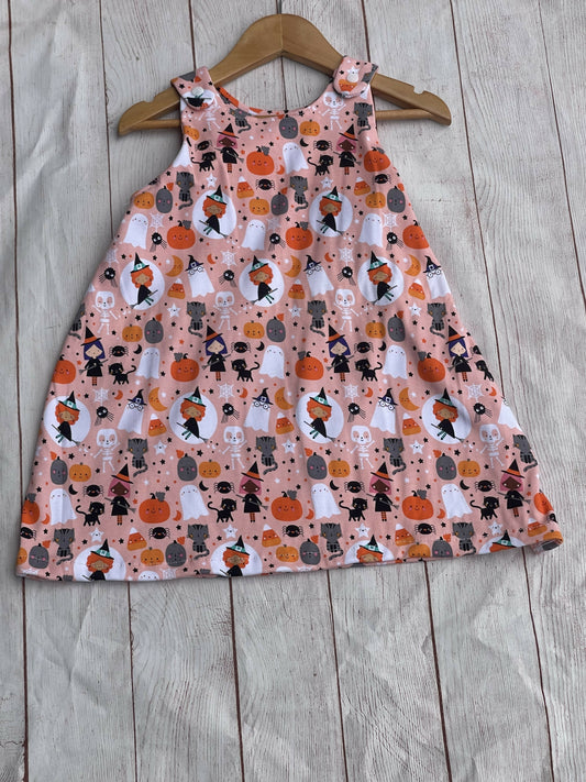 Orange Pink Halloween Romper Dress