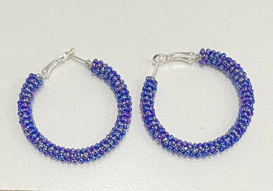 Crystal Blue Beaded Earrings