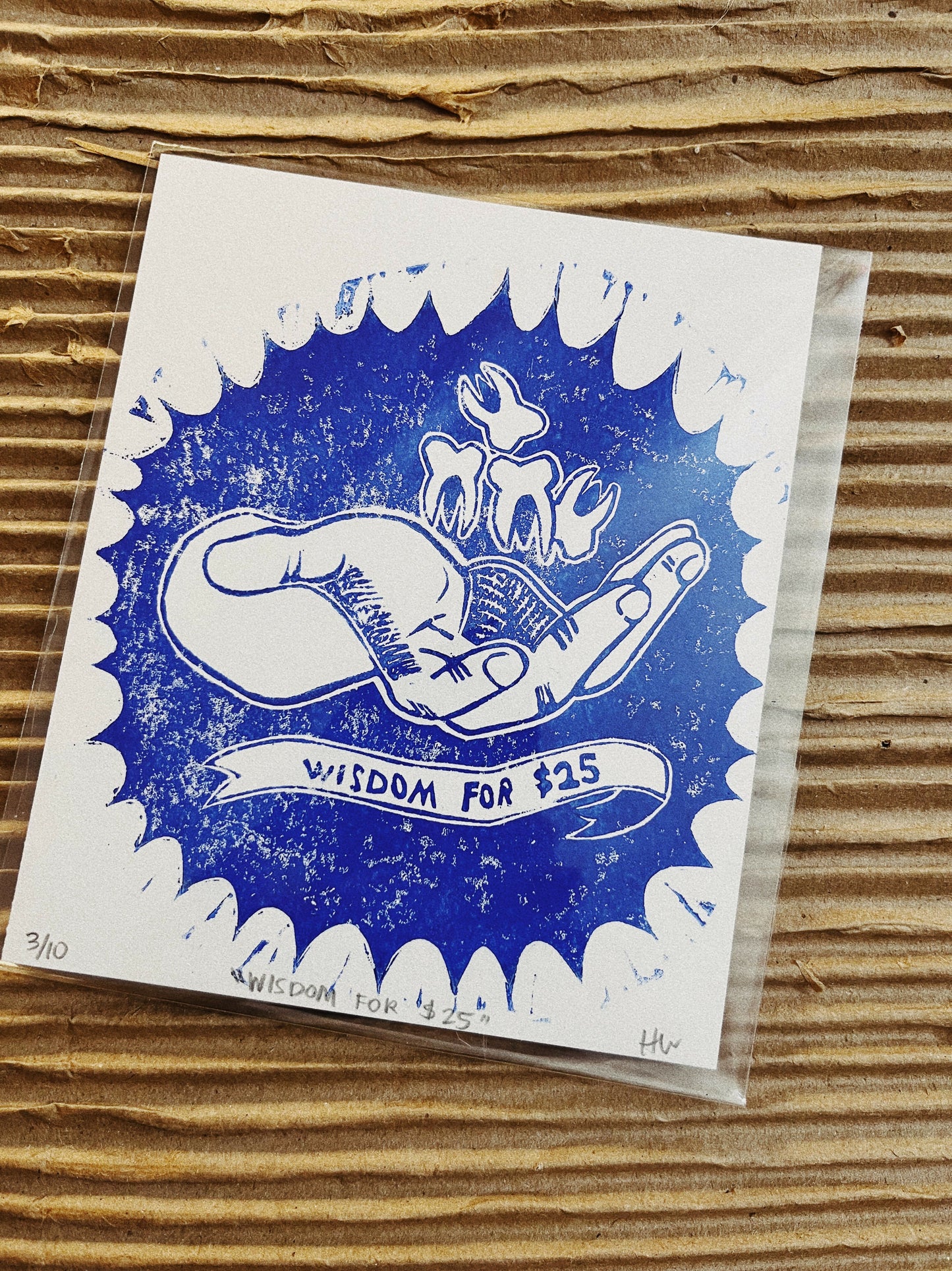 wisdom for 25 - linoleum print