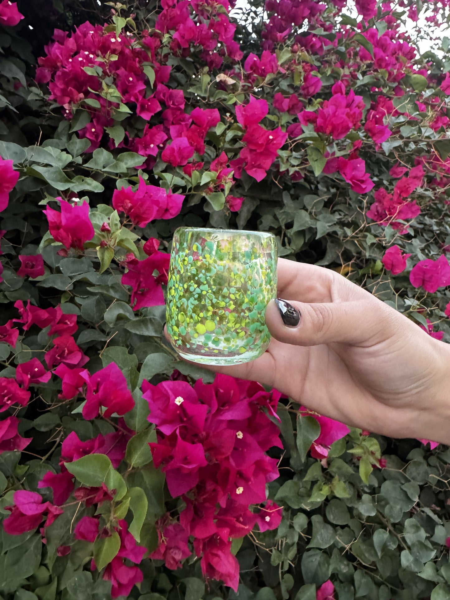 Small GREEN speckled Glass