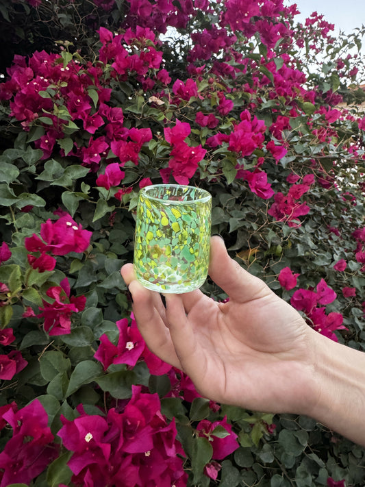 Small GREEN speckled Glass