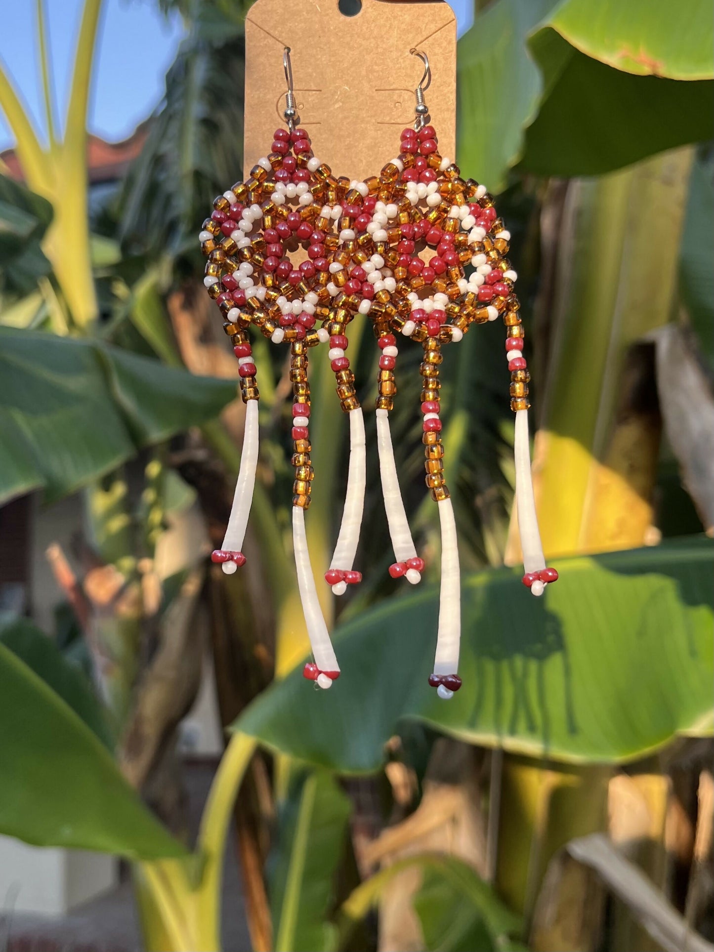 Brown Dream Catcher W Dentalium Earrings