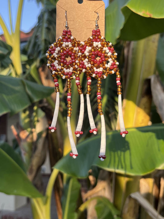 Brown Dream Catcher W Dentalium Earrings