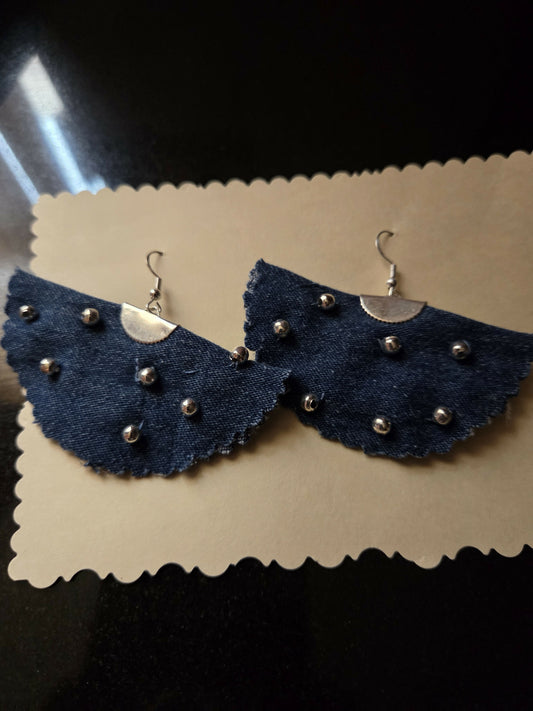 Aretes mesclilla plateado