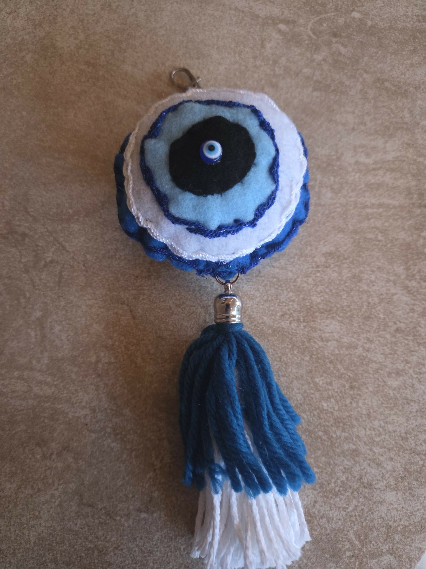Mexican key chain turk eye 2 white azul 1blue azul