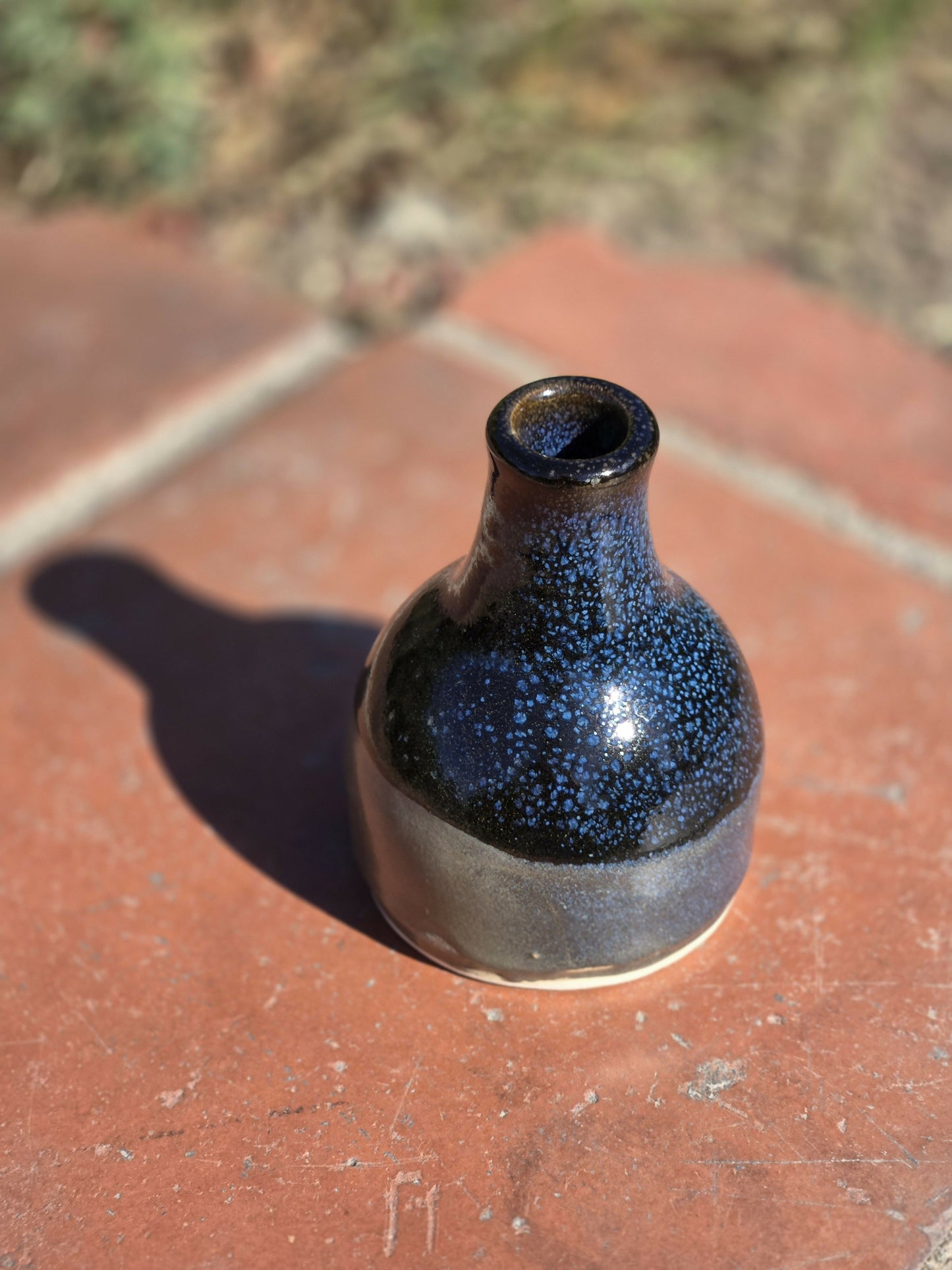 Blue and Black Bottle Vase