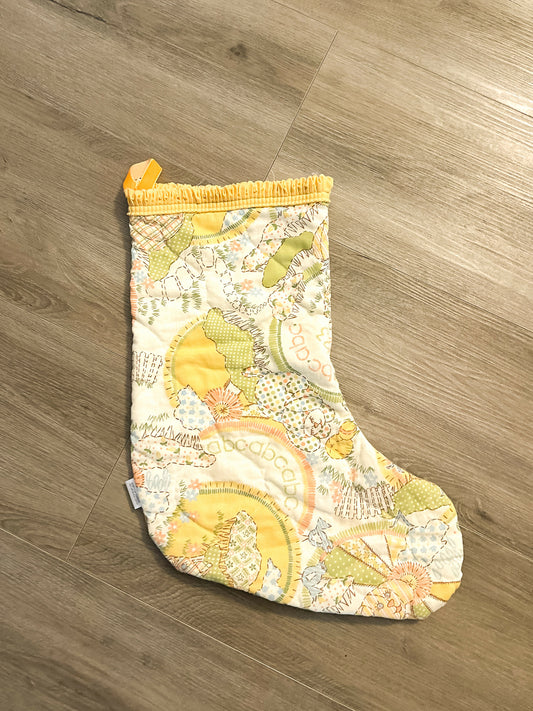Quilted Childrens Print Christmas Stocking