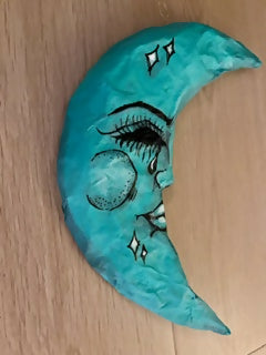 Cholo Art Inspired La Luna Azul Paper Mache Wall Art