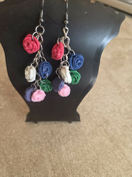 Aretes largos rosas de colores