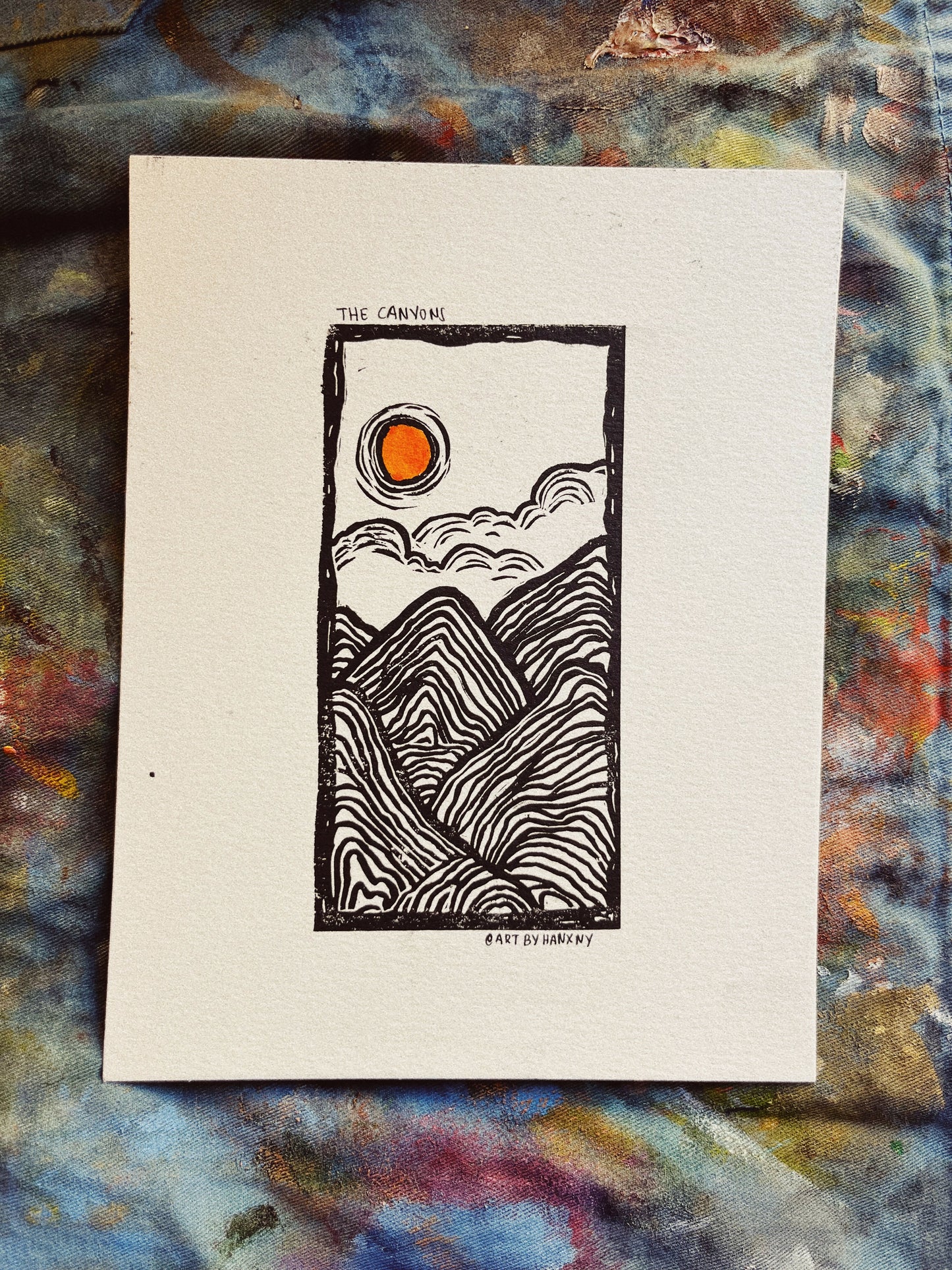 the canyons - linoleum print