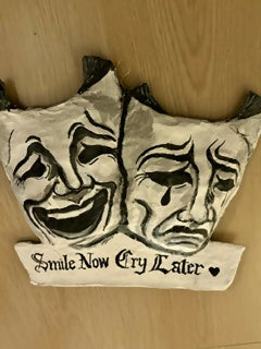 Prison Cholo Art Inspired Smile Now Cry Later Paper Mache Wall Art