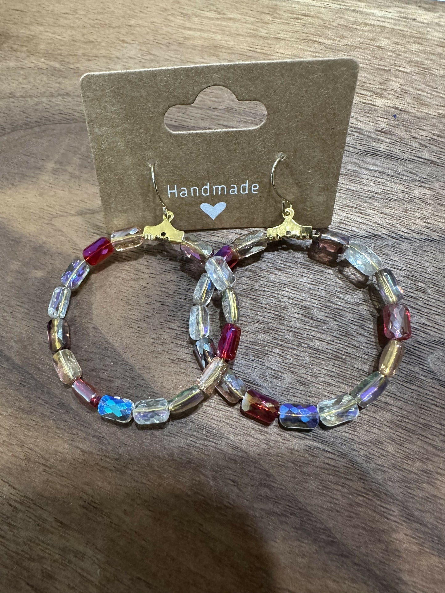Holographic Beaded Hoop Earrings