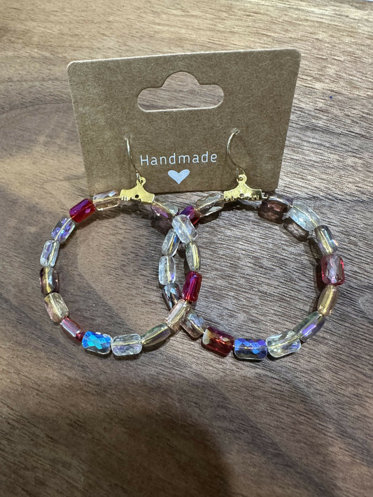 Holographic Beaded Hoop Earrings