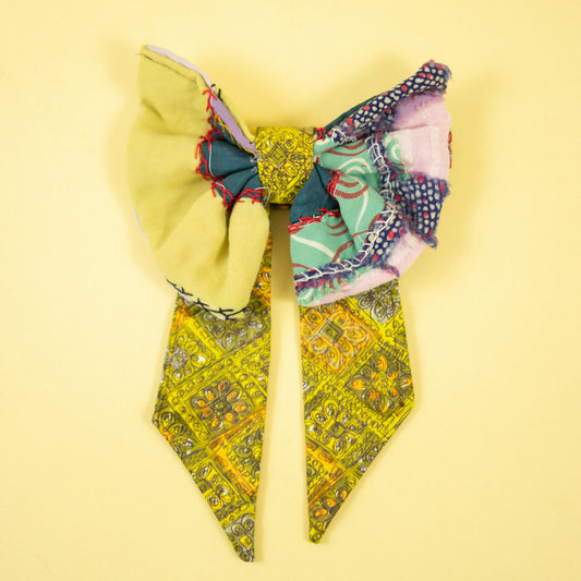 Large Vintage Quilt Hair Bow