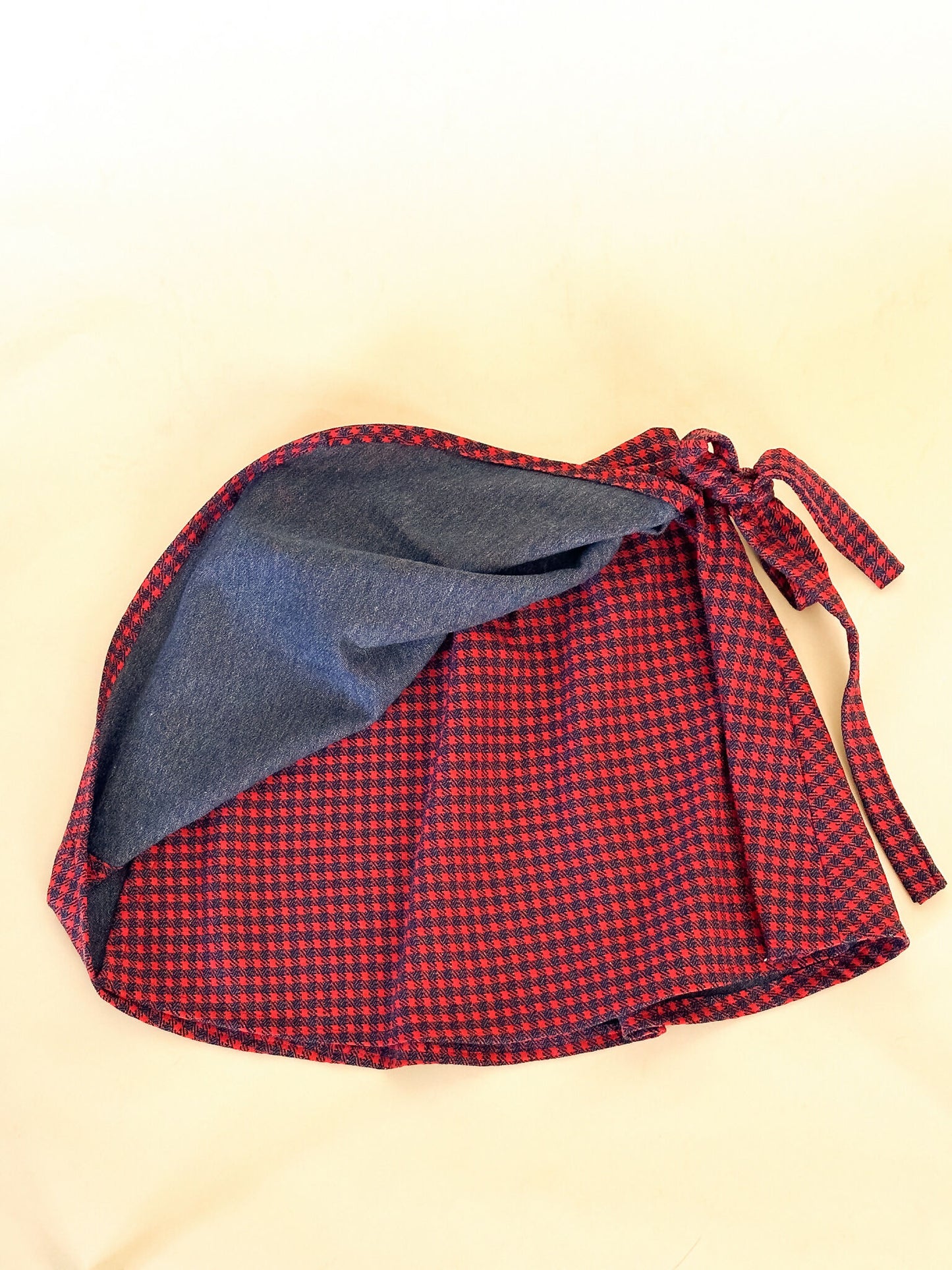 Red Gingham Wrap Mini Skirt