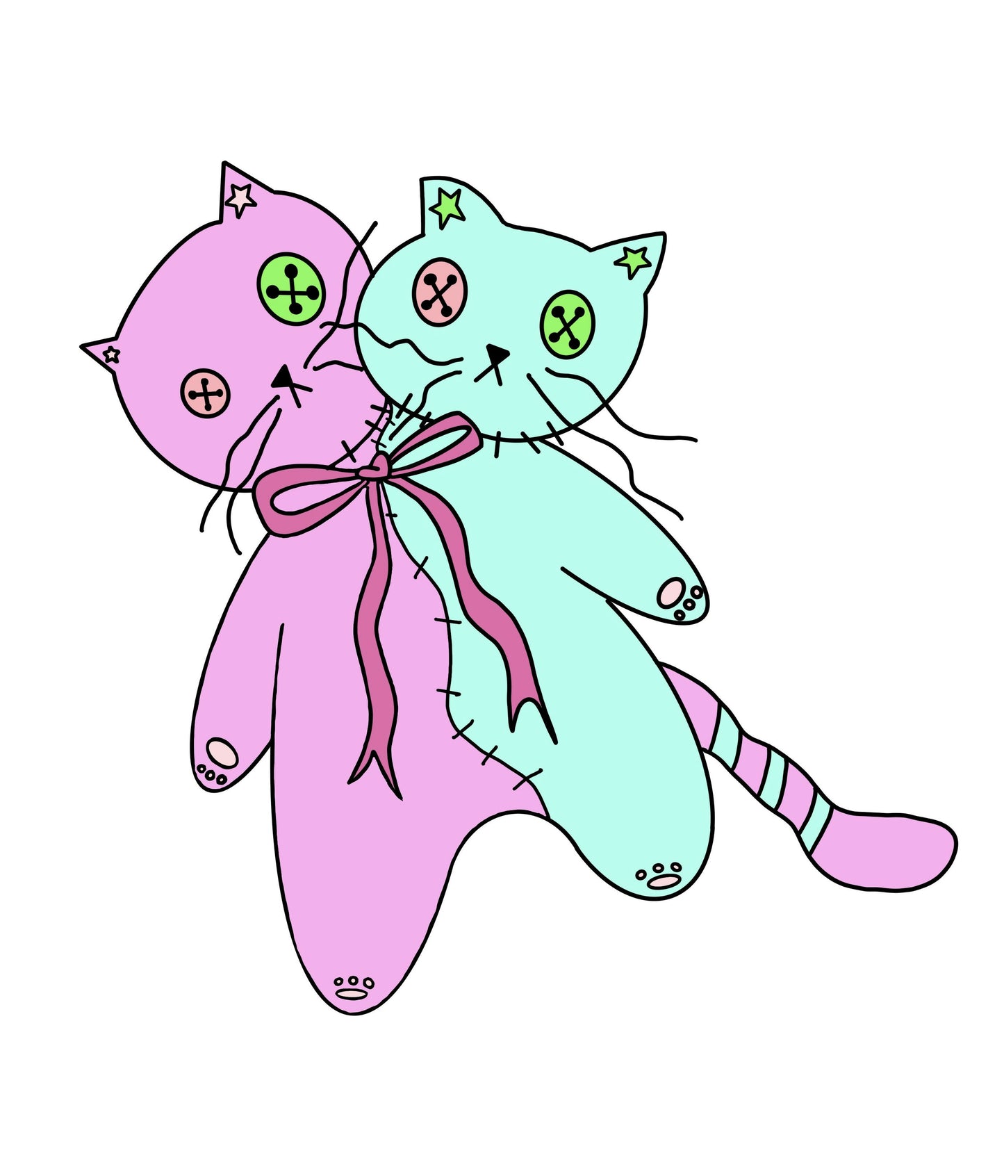 Conjoined cats sticker