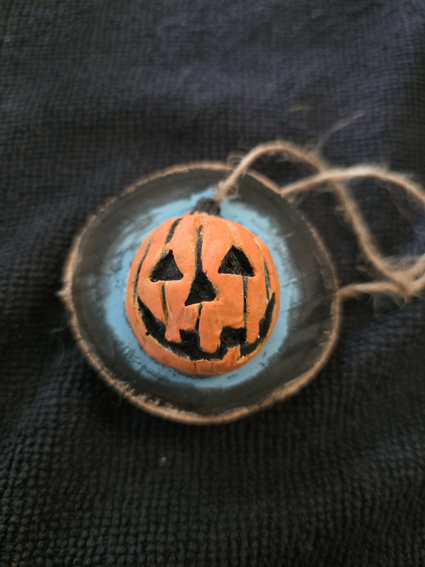Jack o lantern wood slice ornament