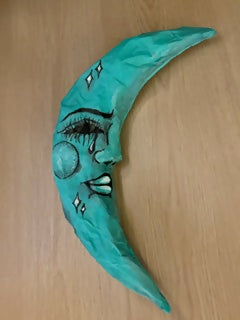 Cholo Art Inspired La Luna Azul Paper Mache Wall Art