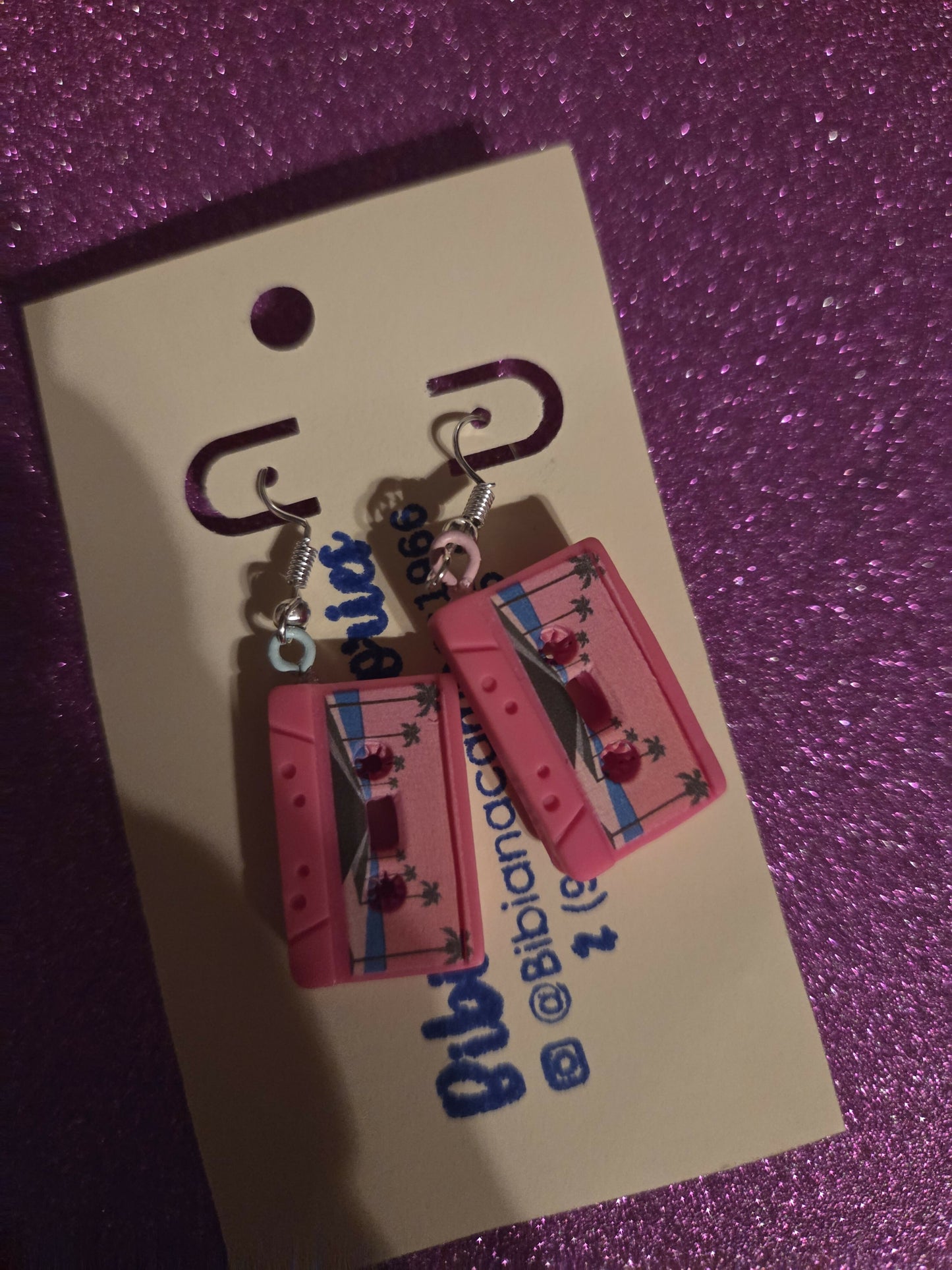 Aretes caset rosa I azul