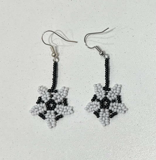 White Flower Beaded Earring