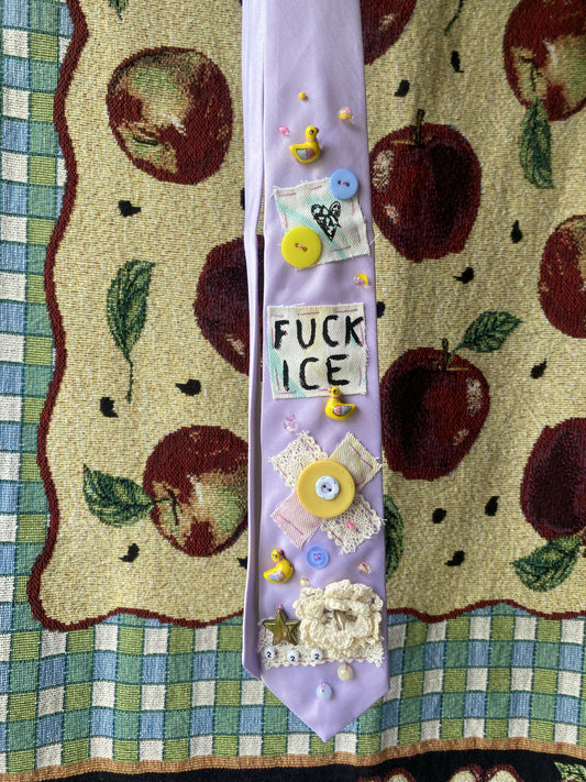 Fuck ice embroidered tie