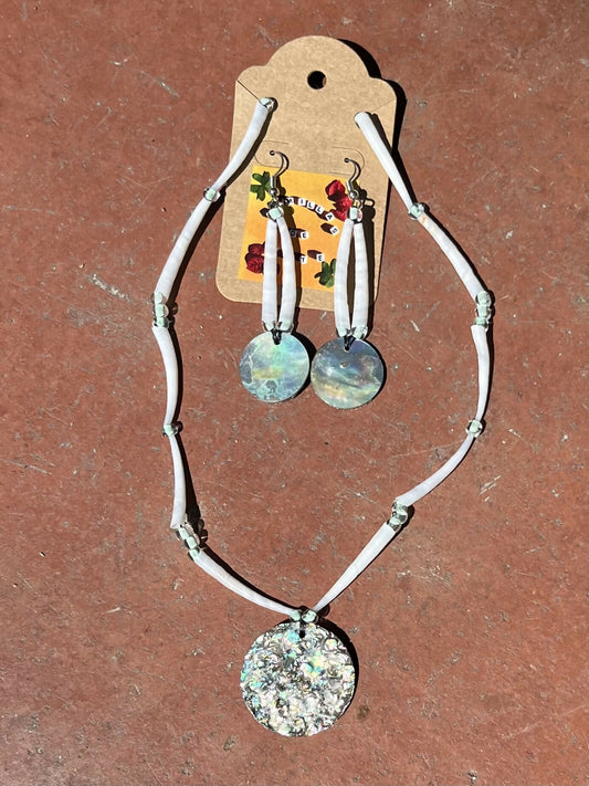 Mint Dentalium and Abalone Shell Set