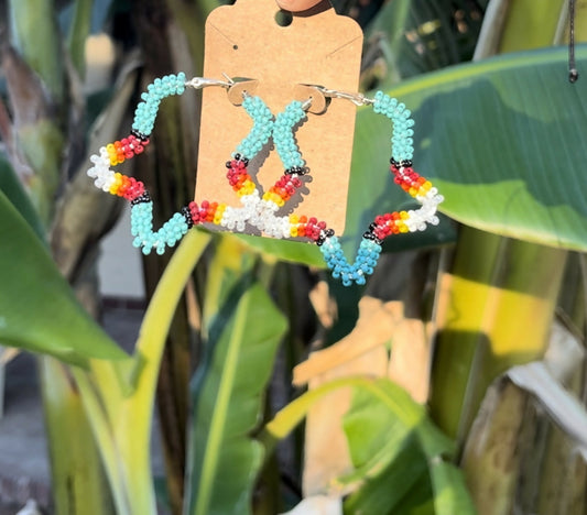 Flower Sunset Color Beaded Earrings