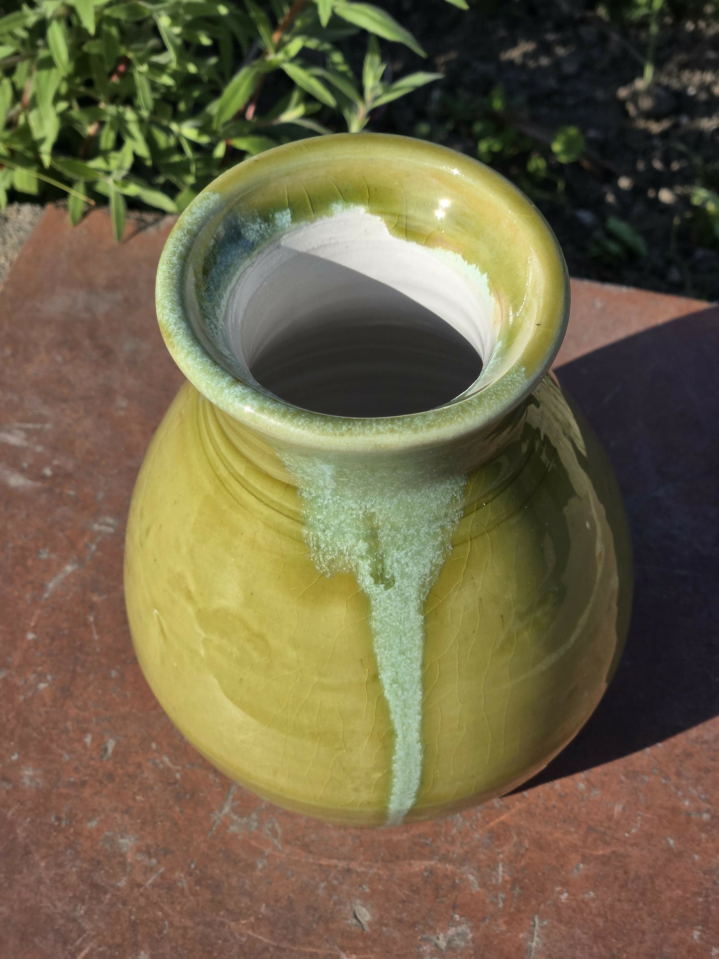 Green and White Medium Vase