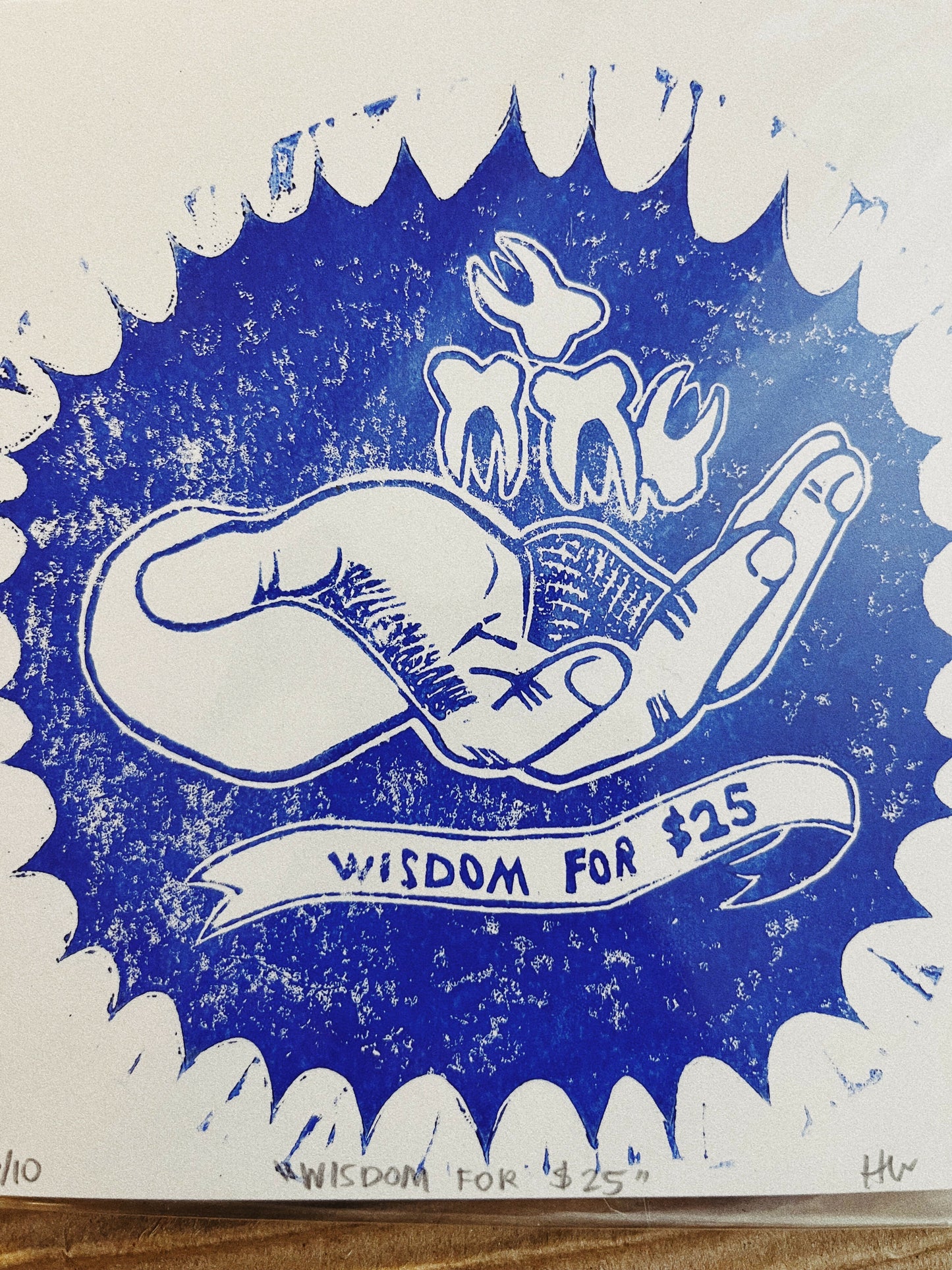 wisdom for 25 - linoleum print