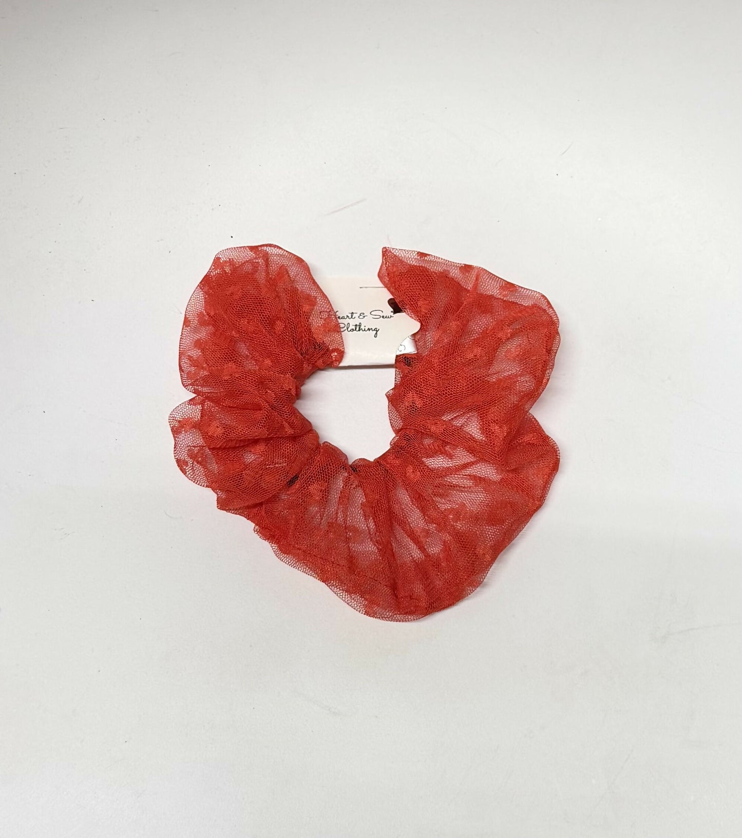 Red scrunchie with red hearts