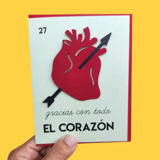 El Corazon Lotería Thank You Handmade Card