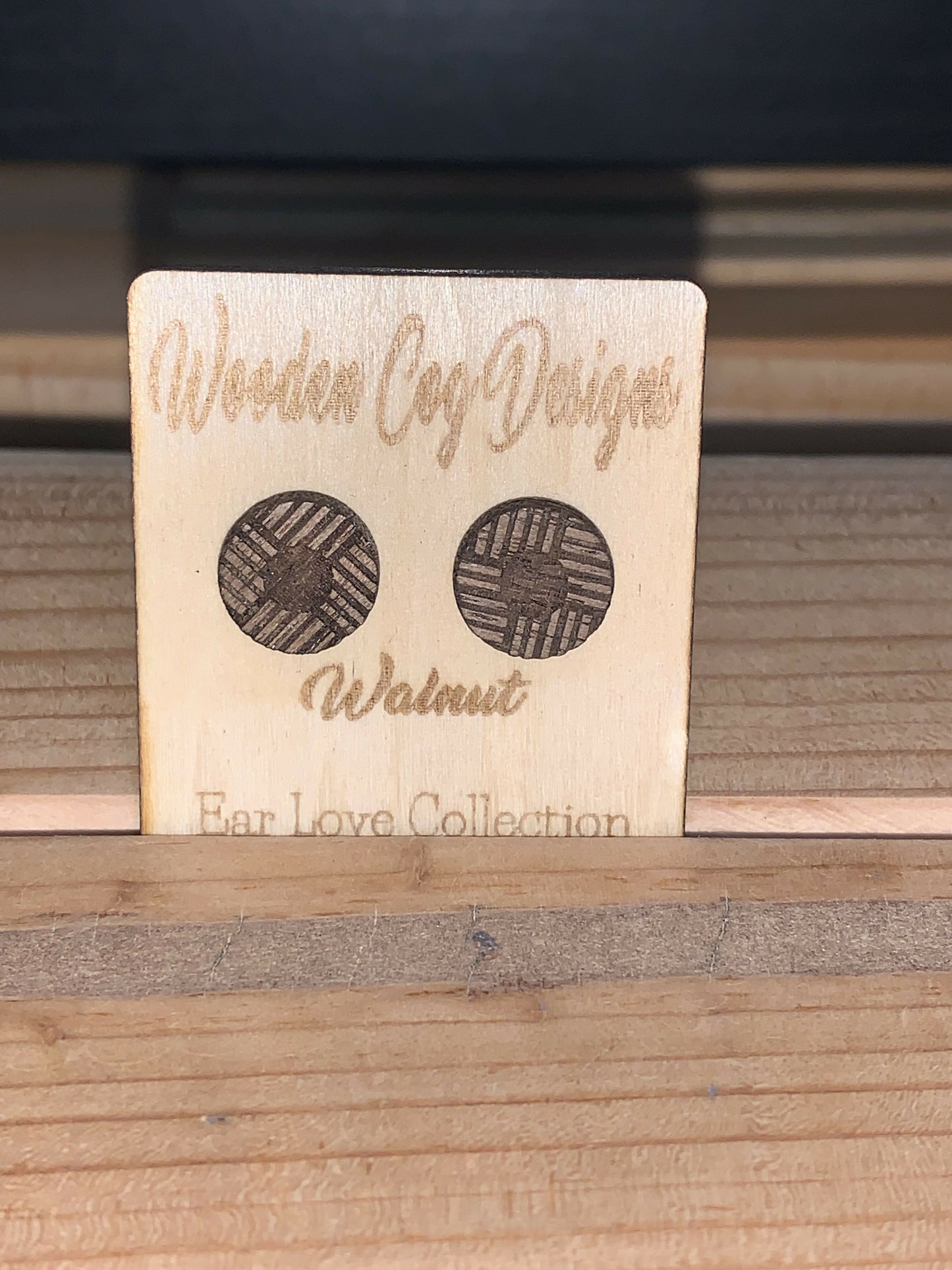 Wooden Cog Designs Walnut Round Striped Stud