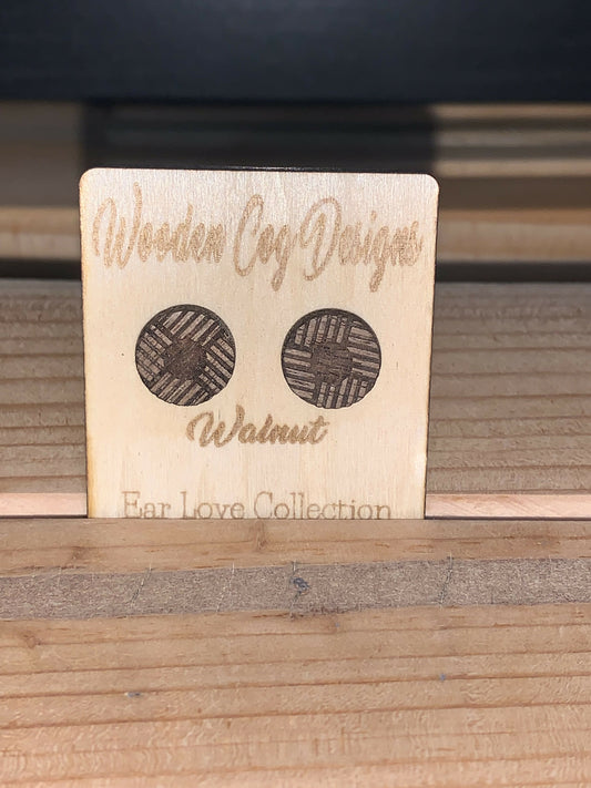 Wooden Cog Designs Walnut Round Striped Stud