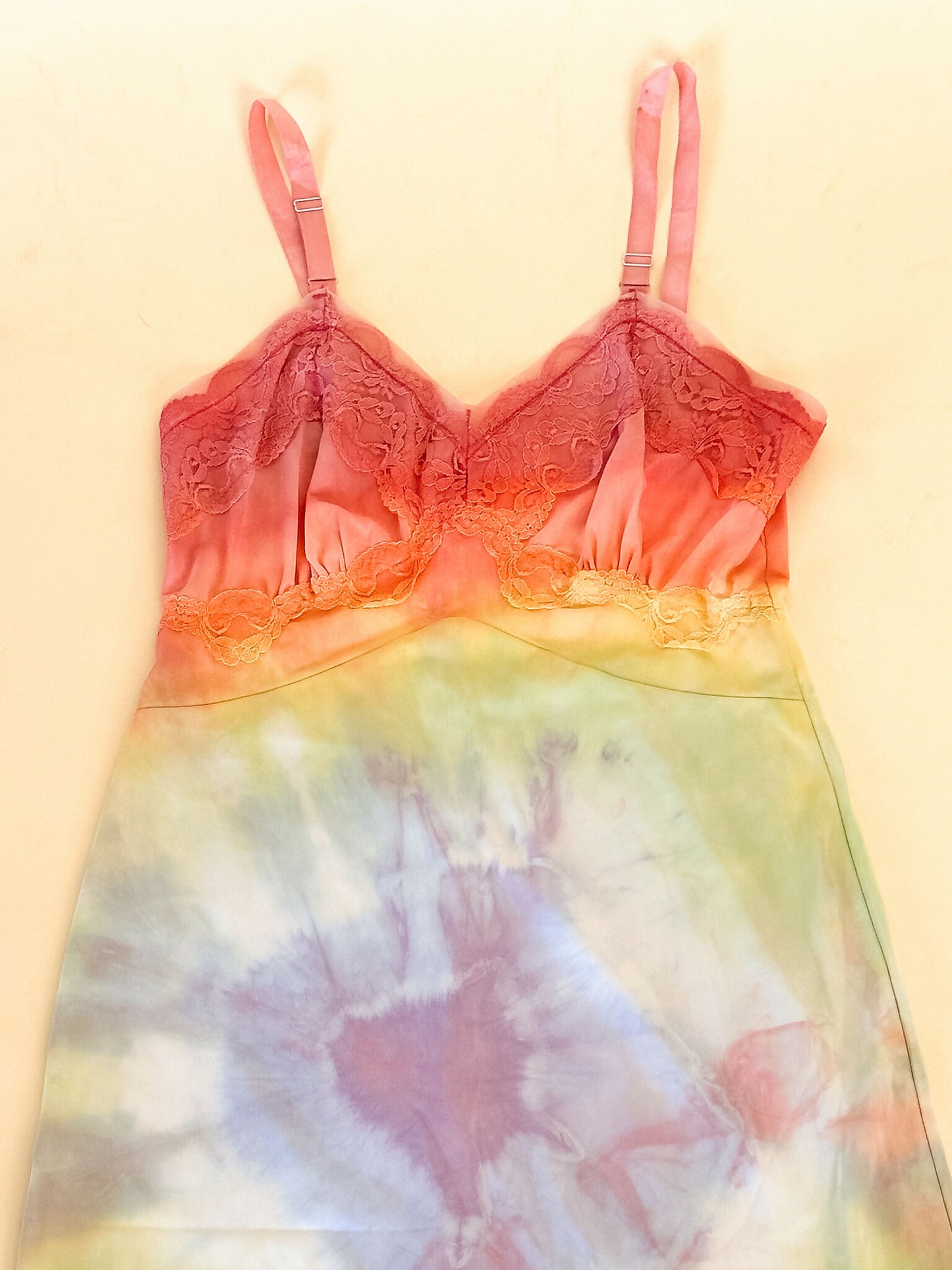 Reworked Rainbow Tie Dye Slip Dress
