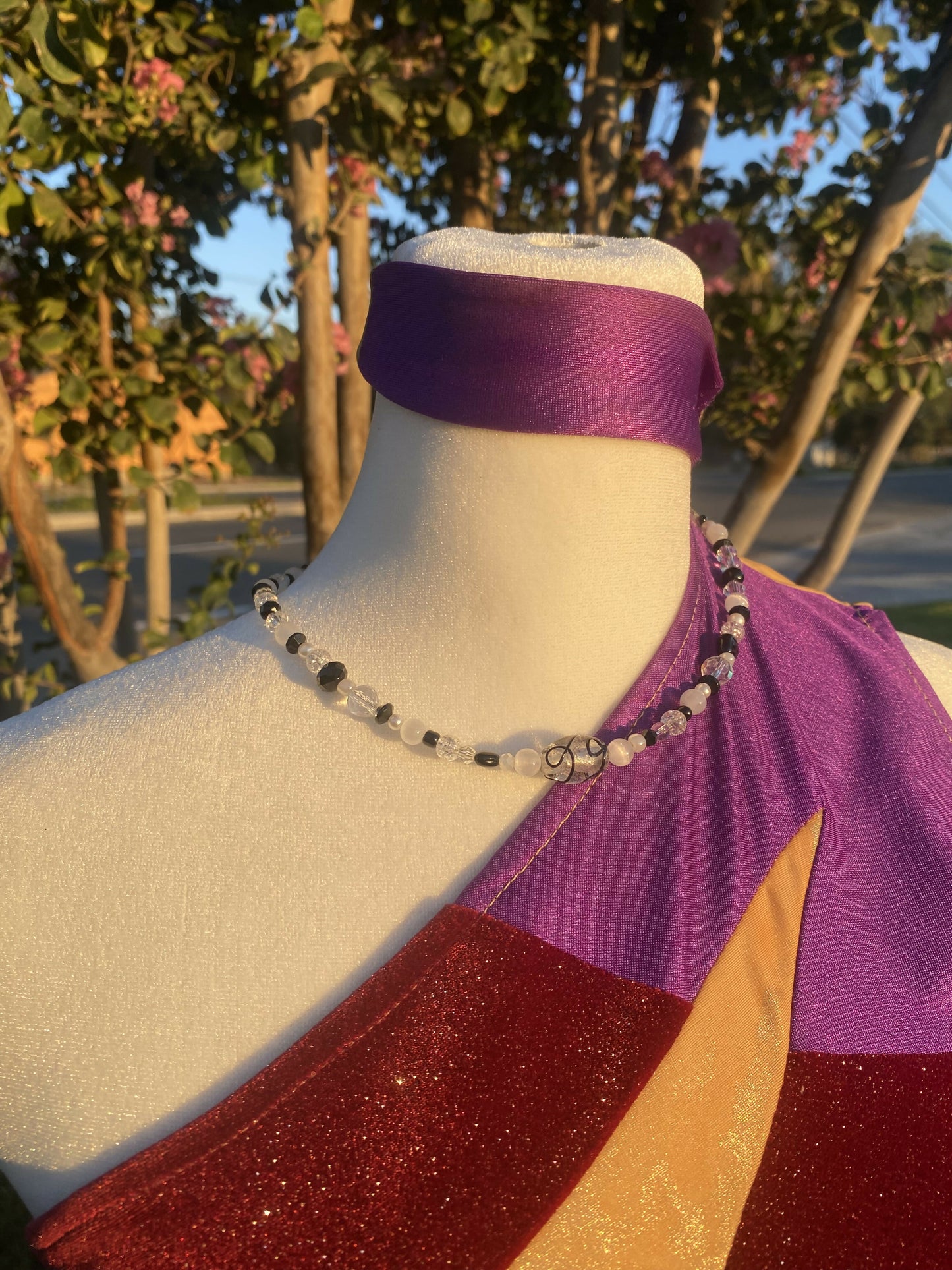 Celestialtings black and white swirl necklace