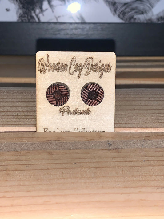 Wooden Cog Designs Padauk Round Striped Stud