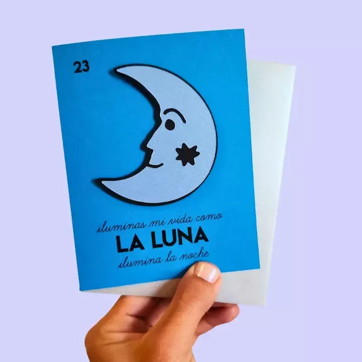 La Luna Lotería Handmade Card