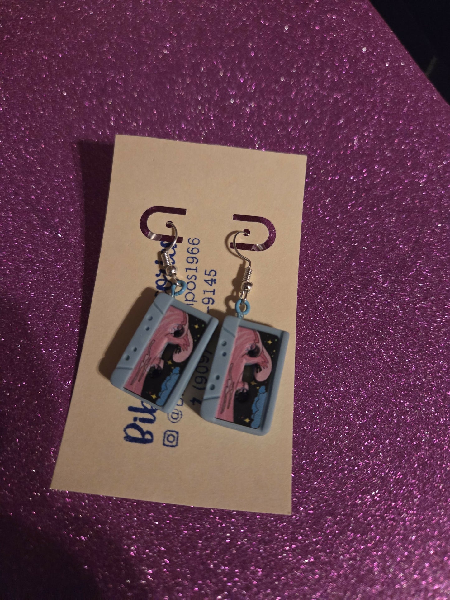 Aretes caset rosa I azul