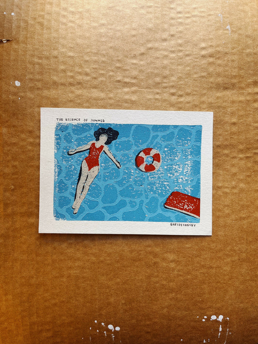 essence of summer - linoleum reduction print