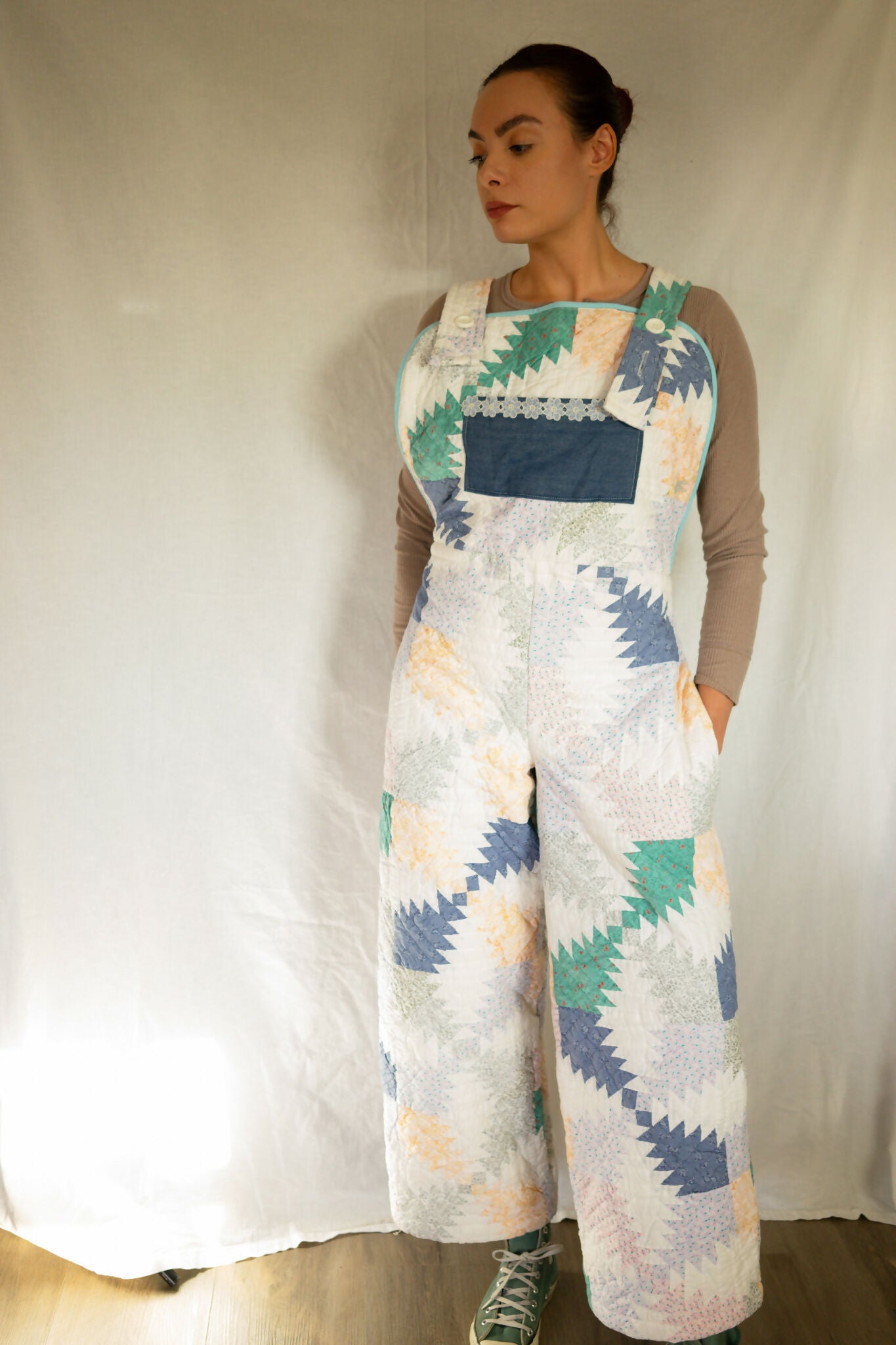 Quilted Big Bib Overall Jumpsuit