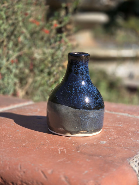 Blue and Black Bottle Vase