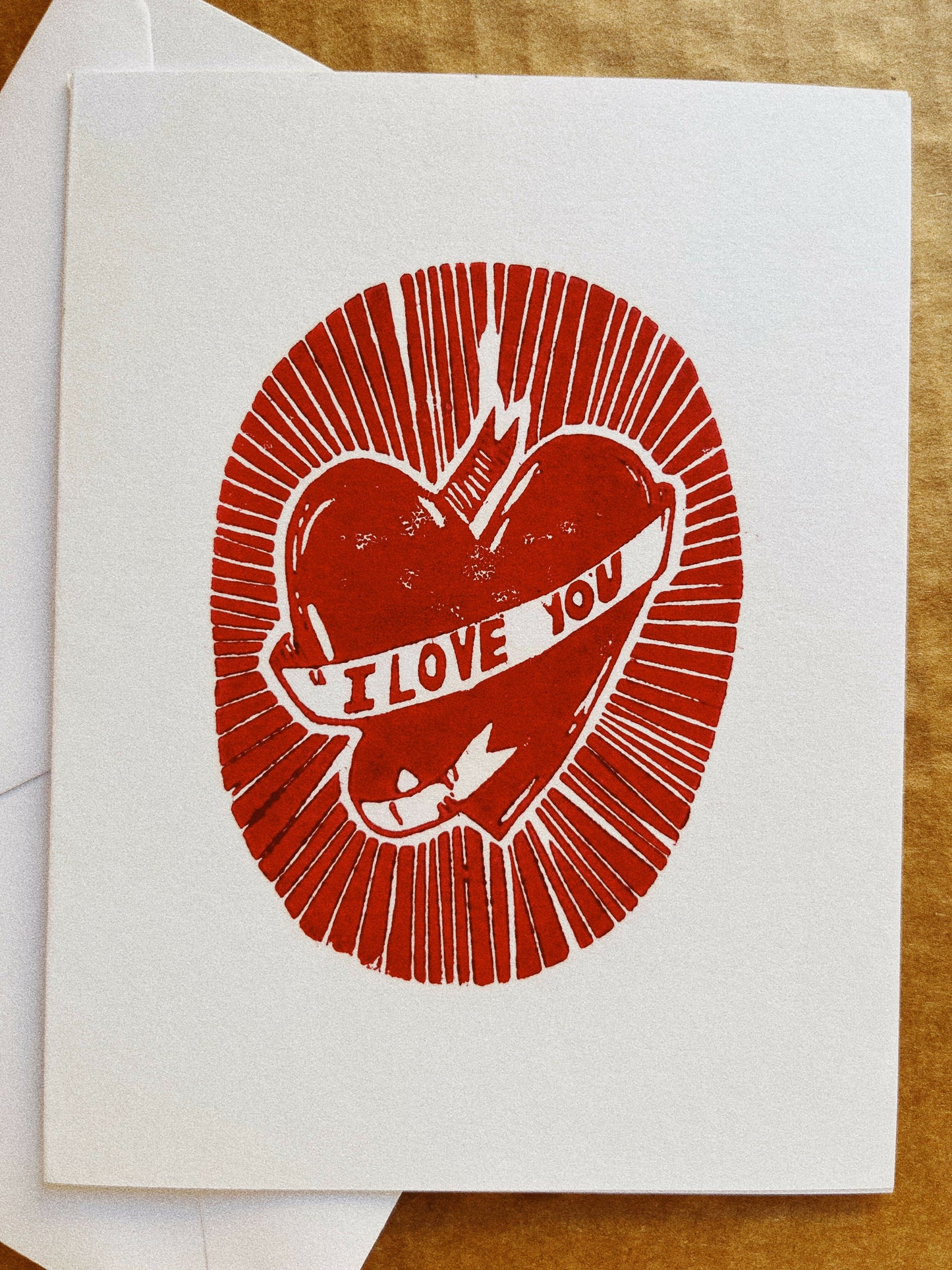 i love you - linoleum card