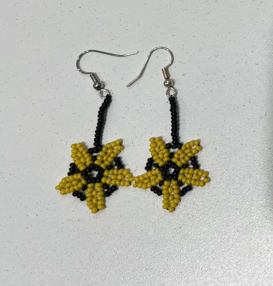 Yellow Flower Beaded Earring