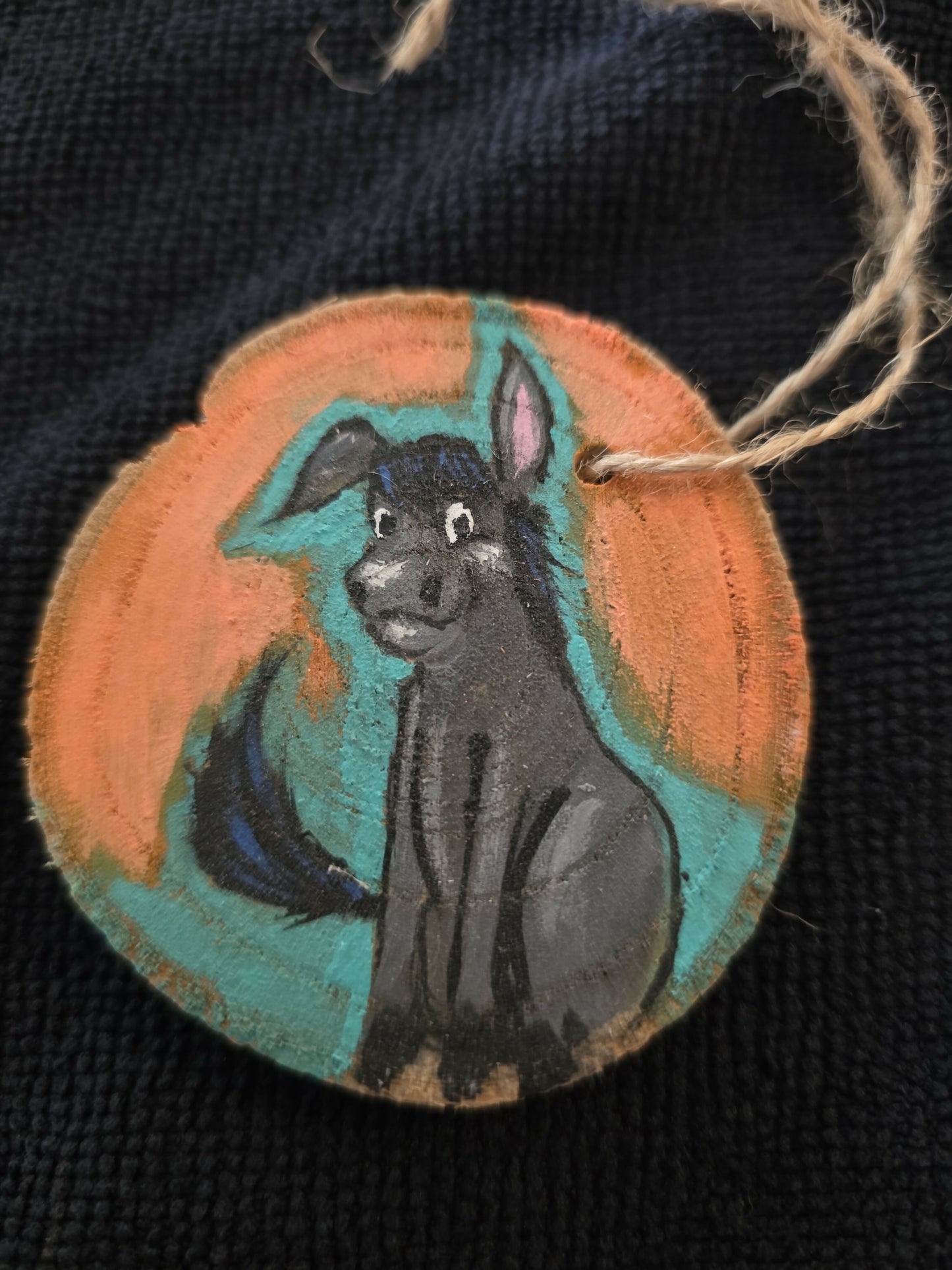 Donkey wood slice ornament