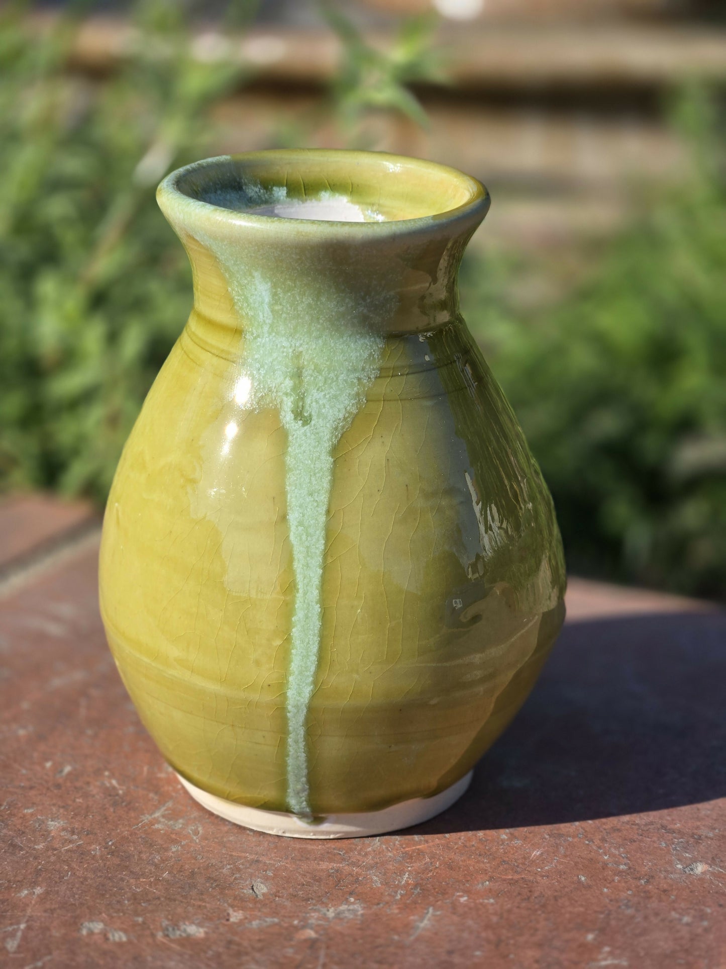 Green and White Medium Vase