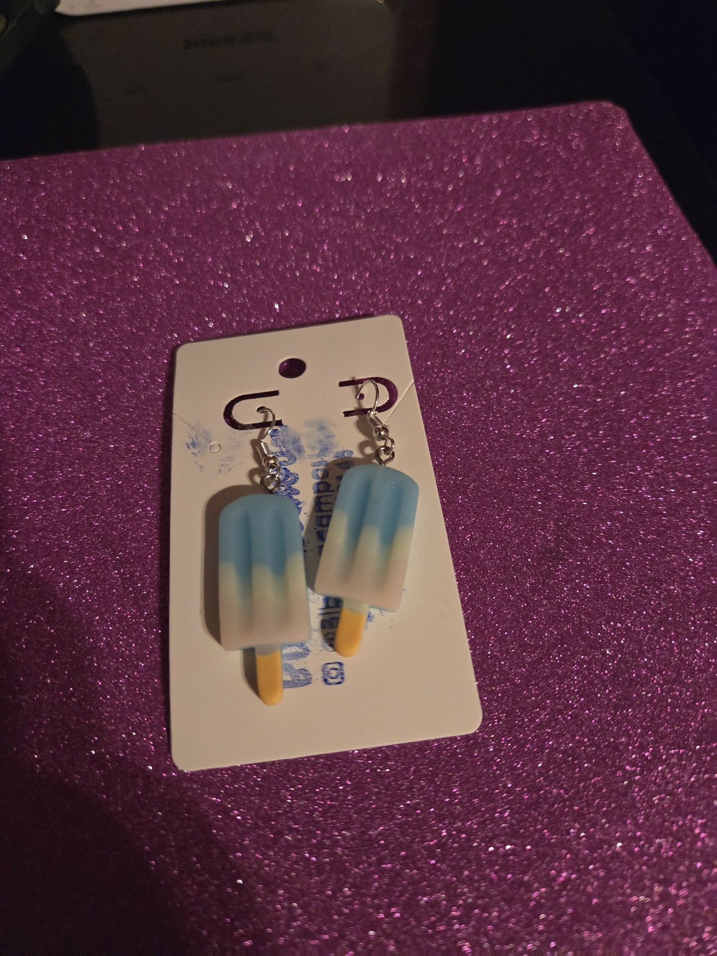 Aretes paleta azul y amarillo