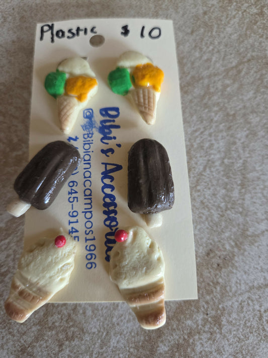 Set de aretes poste plastico paleta chocolate