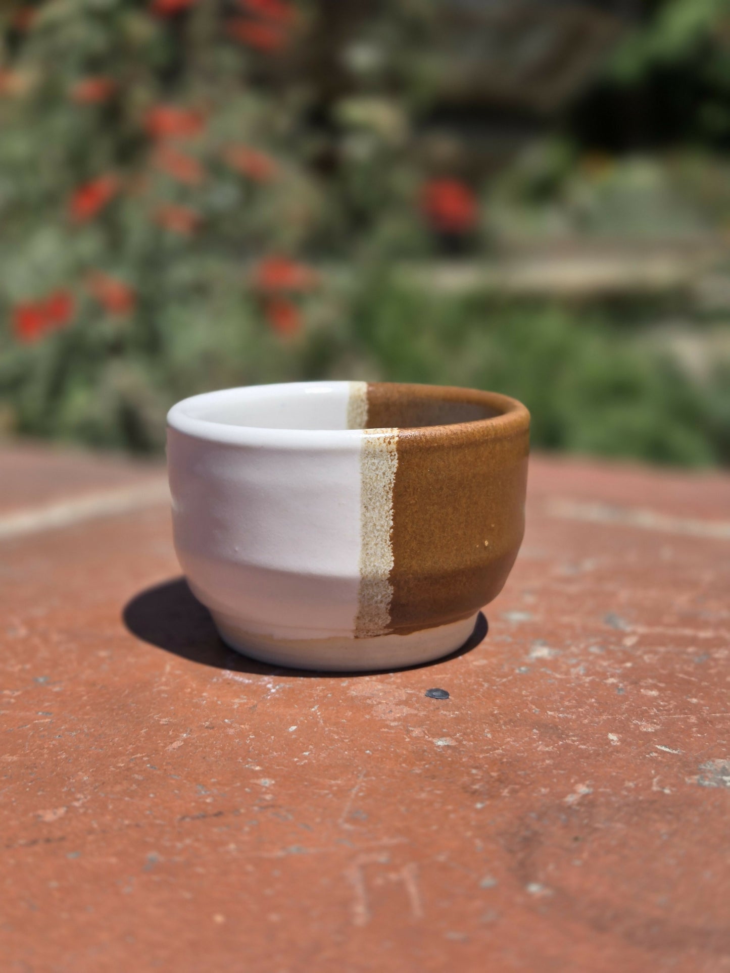 White and Brown Small tea cup